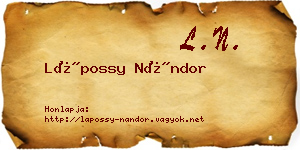 Lápossy Nándor névjegykártya